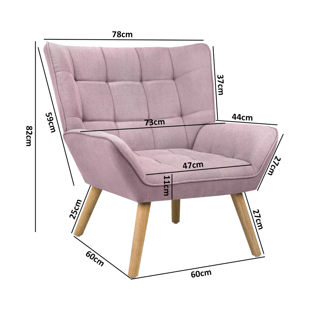 Oikiture 4x Armchair Sofa Lounge Fabric Upholstered Tub Pink-Armchair-PEROZ Accessories