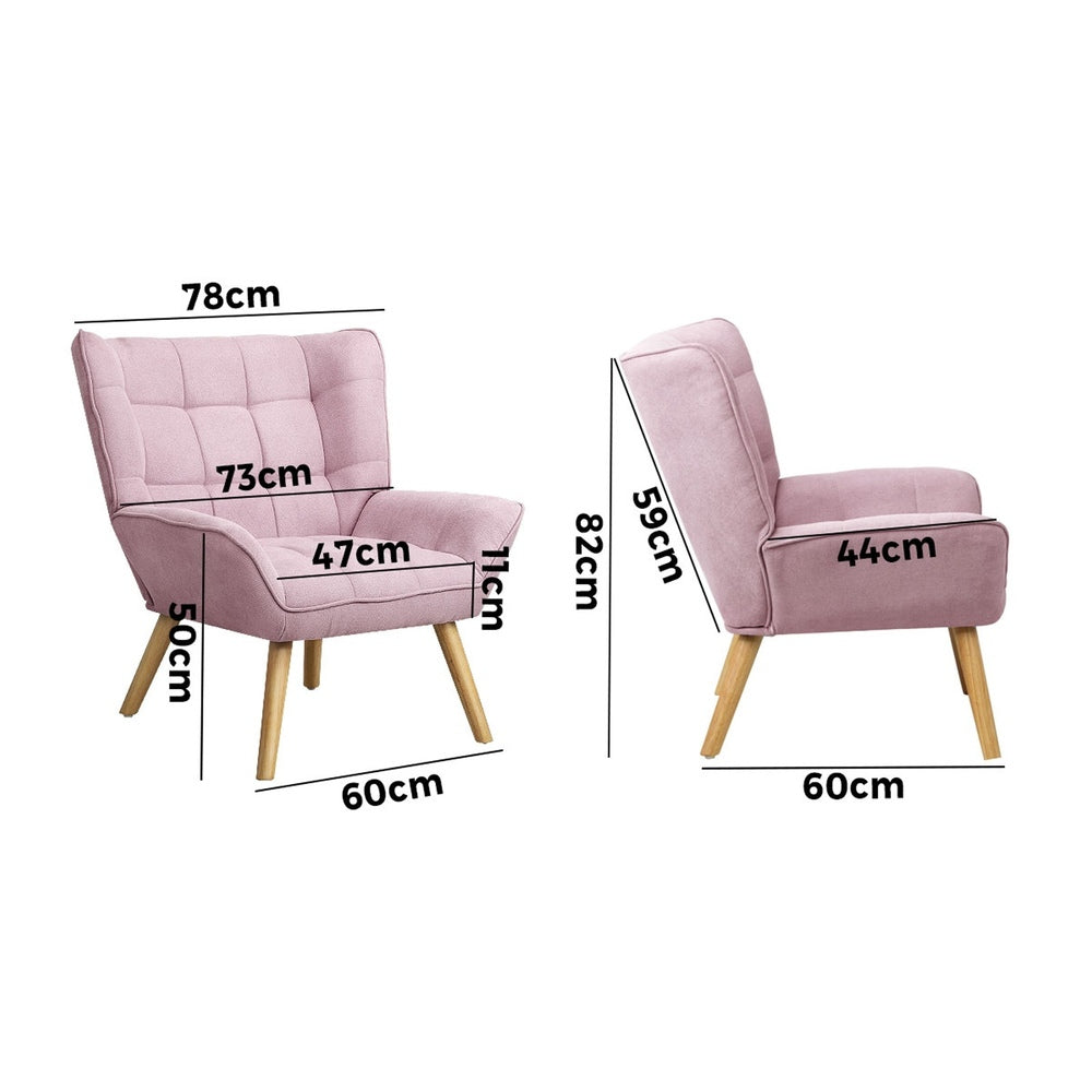 Oikiture 4x Armchair Sofa Lounge Fabric Upholstered Tub Pink-Armchair-PEROZ Accessories