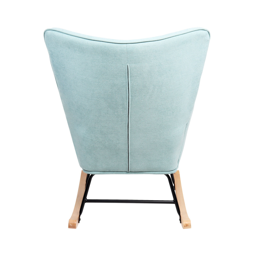 Oikiture Rocking Chair Nursing Armchair Velvet Accent Chairs Upholstered Blue-Armchairs-PEROZ Accessories
