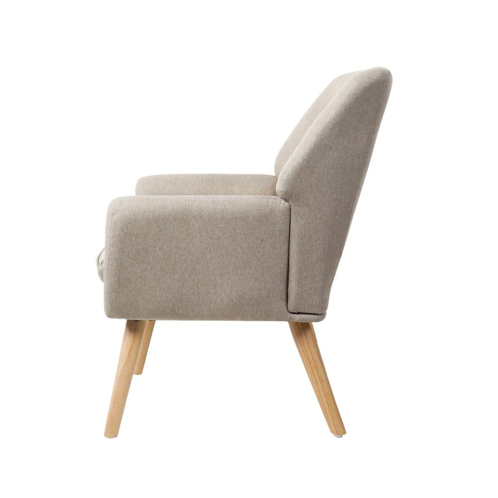 Oikiture Armchair Lounge Chair Linen Accent Armchairs Tub Chairs Sofa Beige-Armchairs-PEROZ Accessories