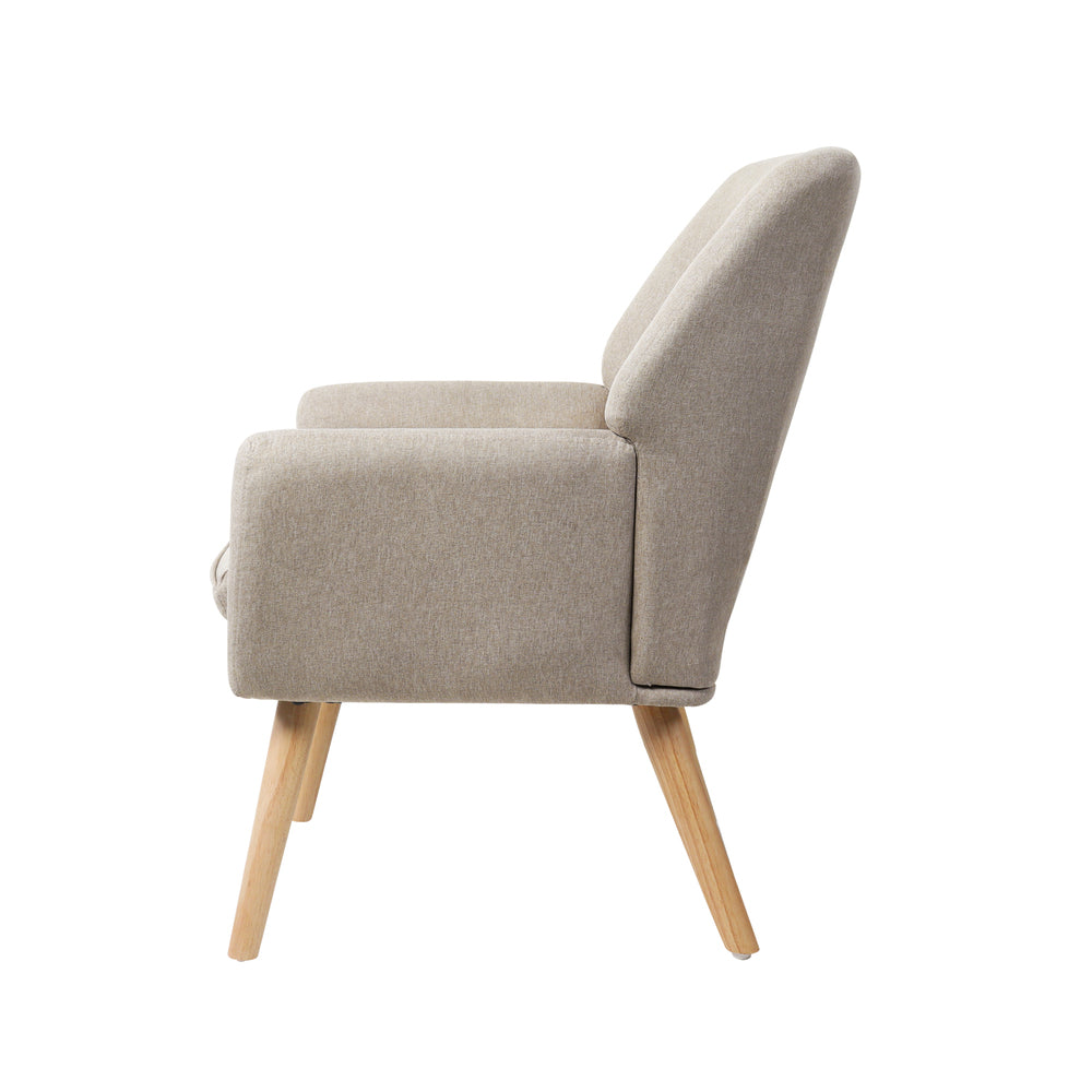 Oikiture 2x Armchair Lounge Chair Linen Tub Chairs Sofa Beige-Armchair-PEROZ Accessories