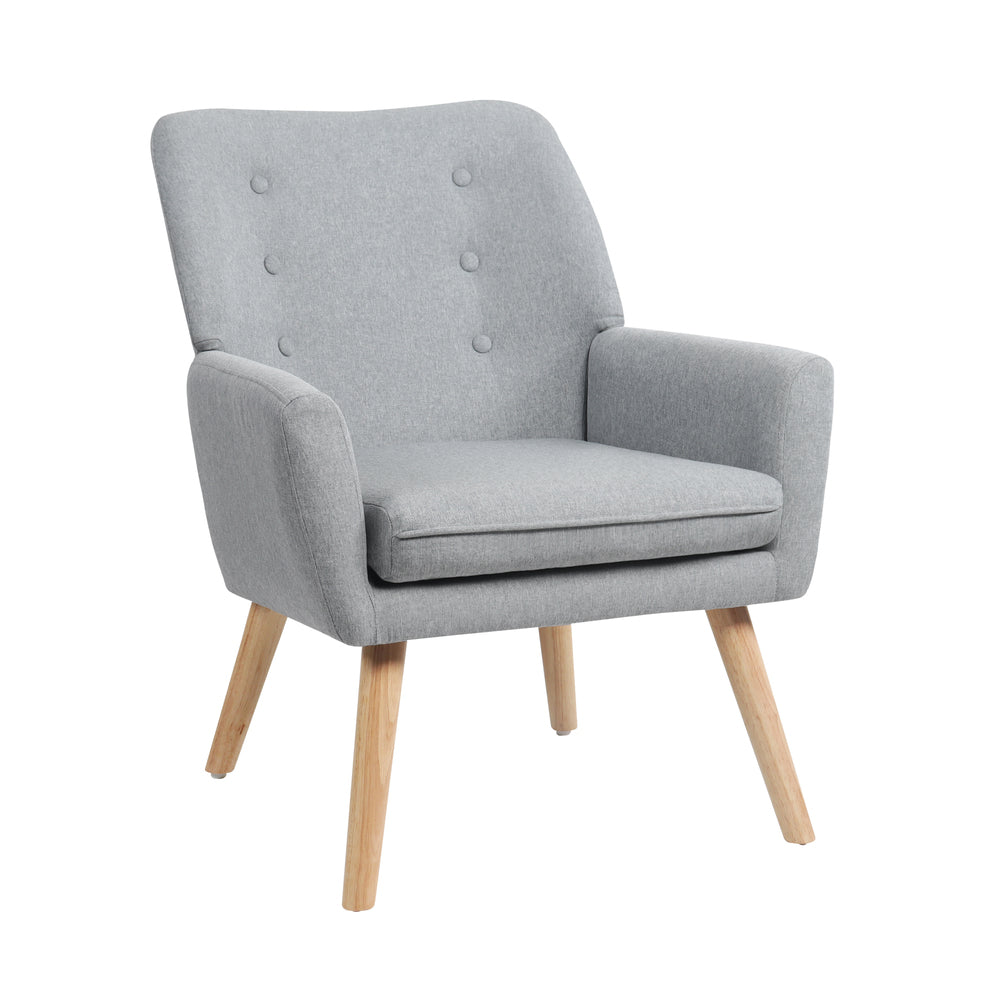 Oikiture 2x Armchair Lounge Chair Linen Tub Chairs Sofa Grey-Armchair-PEROZ Accessories
