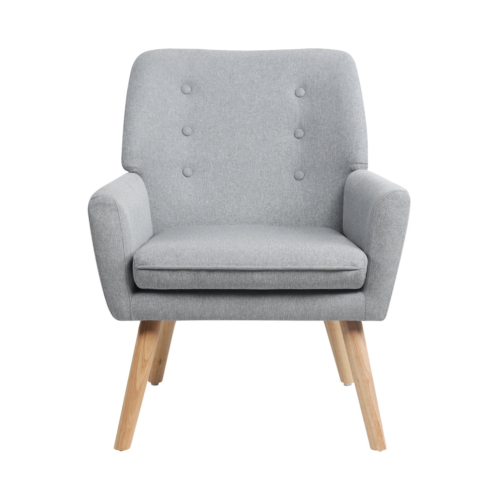Oikiture 2x Armchair Lounge Chair Linen Tub Chairs Sofa Grey-Armchair-PEROZ Accessories