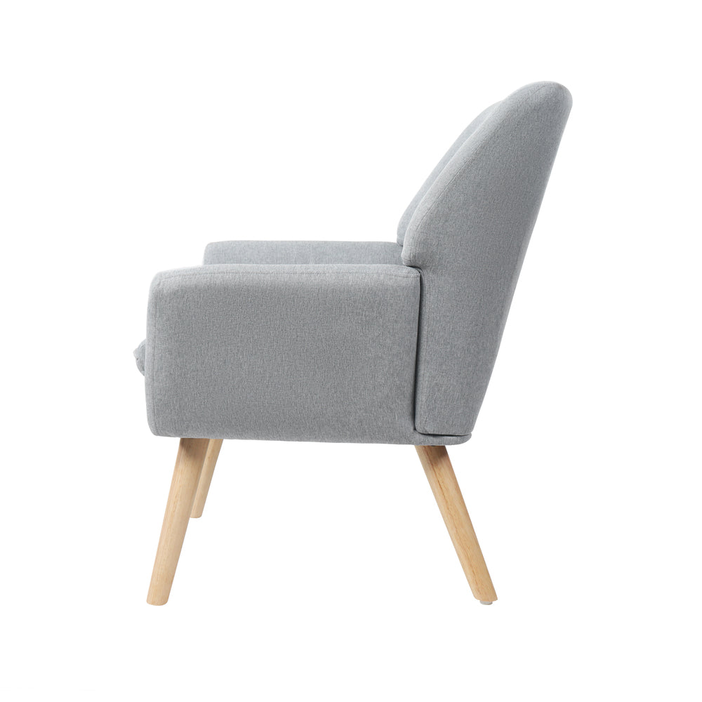 Oikiture 2x Armchair Lounge Chair Linen Tub Chairs Sofa Grey-Armchair-PEROZ Accessories