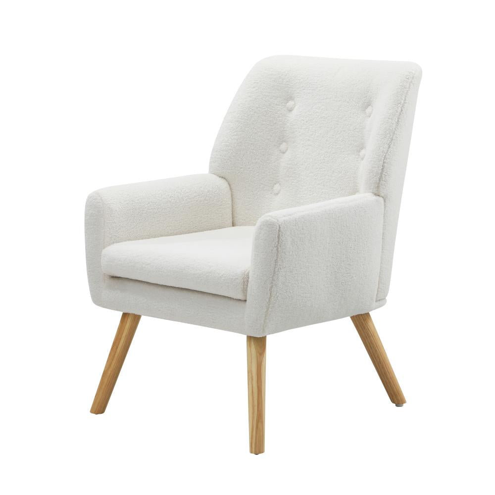 Oikiture Armchair Lounge Chair Sherpa Accent Armchairs Tub Chairs Sofa White-Armchairs-PEROZ Accessories