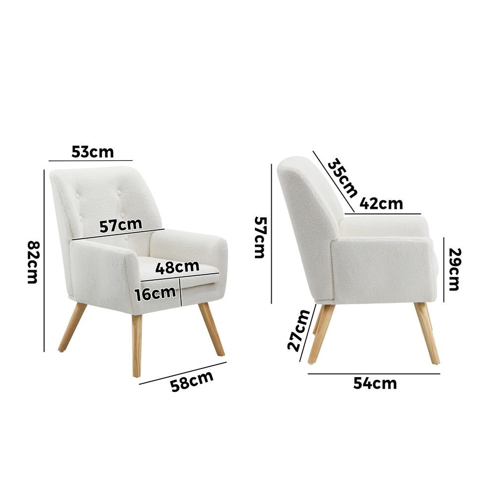 Oikiture 4x Armchair Lounge Chair Sherpa Tub Chairs Sofa White-Armchair-PEROZ Accessories