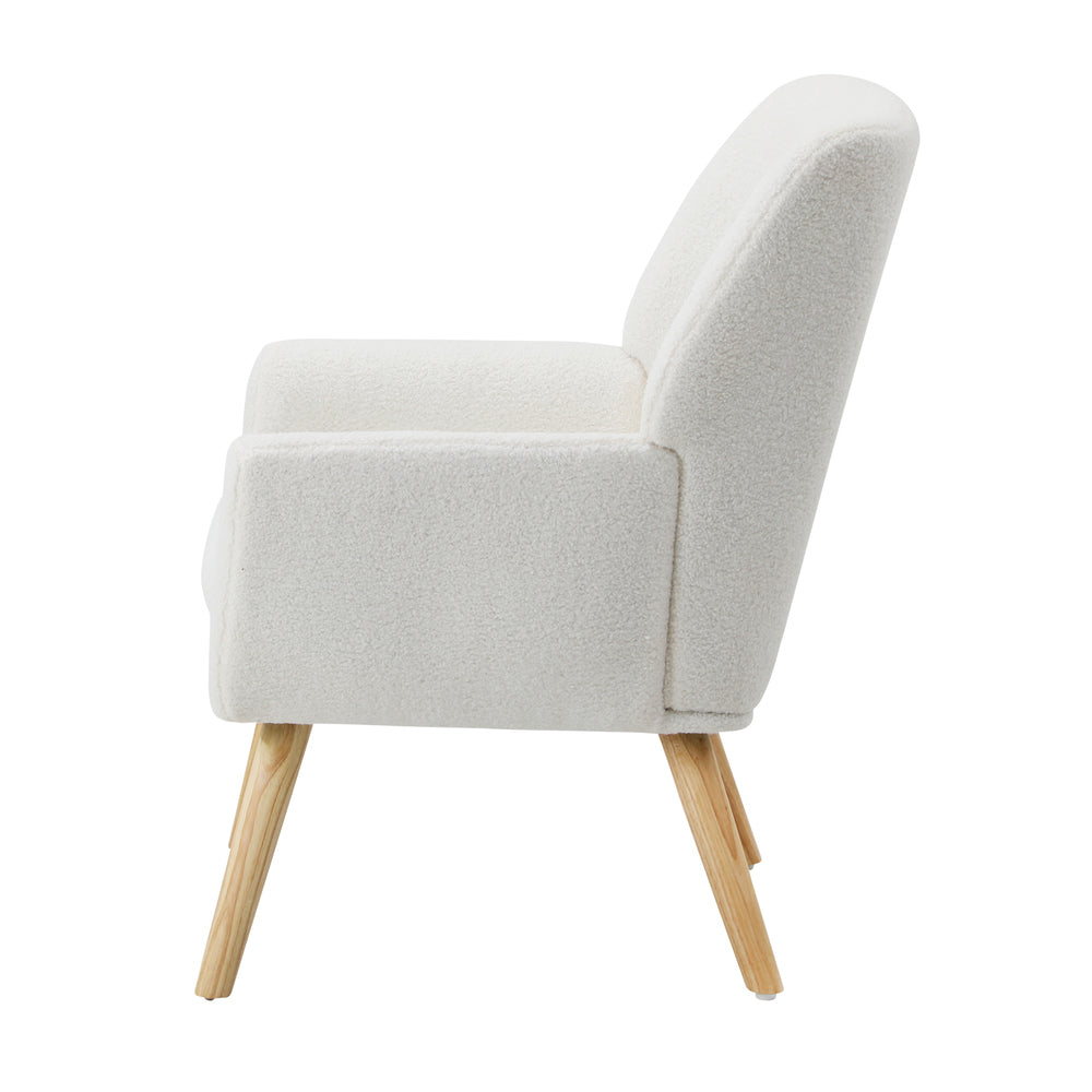 Oikiture 4x Armchair Lounge Chair Sherpa Tub Chairs Sofa White-Armchair-PEROZ Accessories