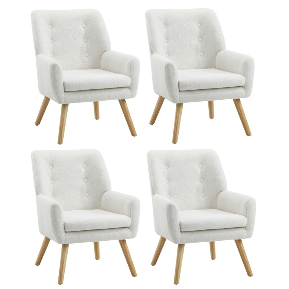 Oikiture 4x Armchair Lounge Chair Sherpa Tub Chairs Sofa White-Armchair-PEROZ Accessories