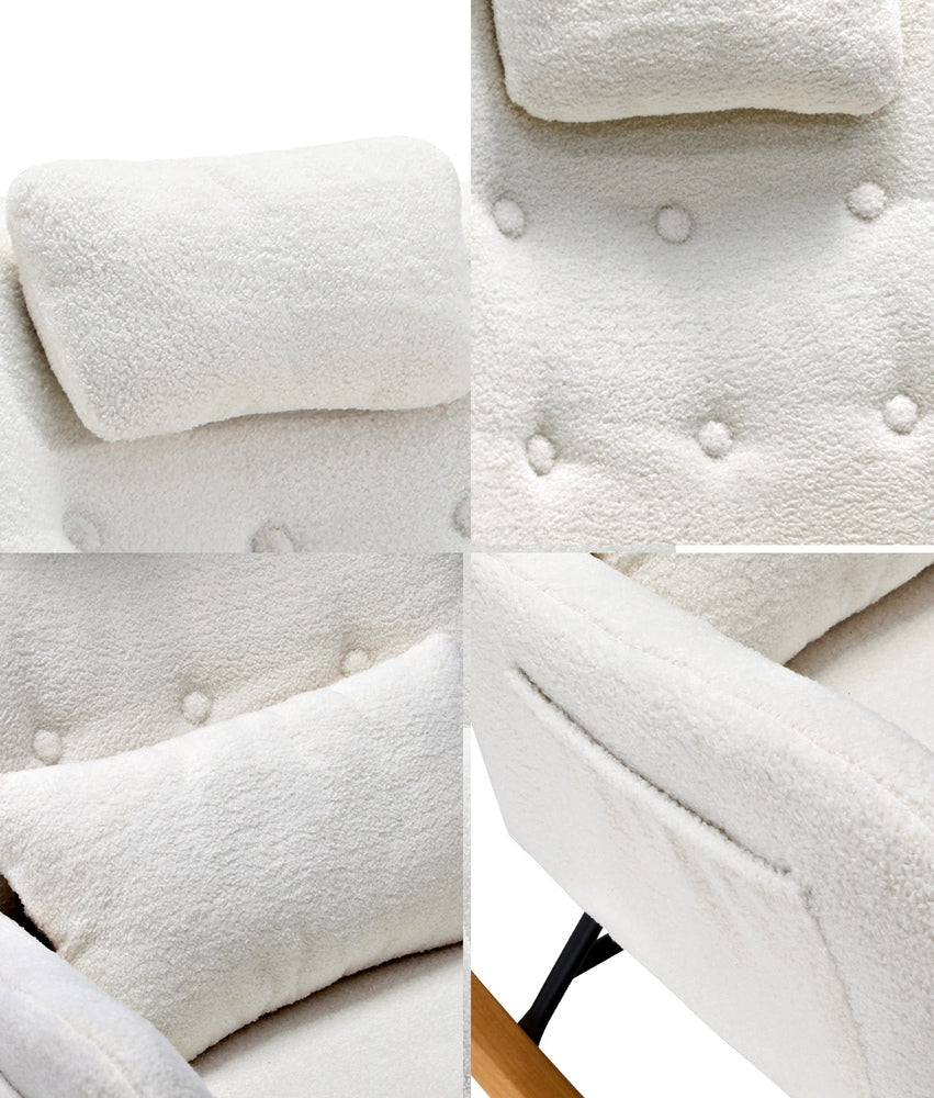 Oikiture 2x Rocking Chair Nursing Armchair Sherpa 2 Pillow White-Armchair-PEROZ Accessories