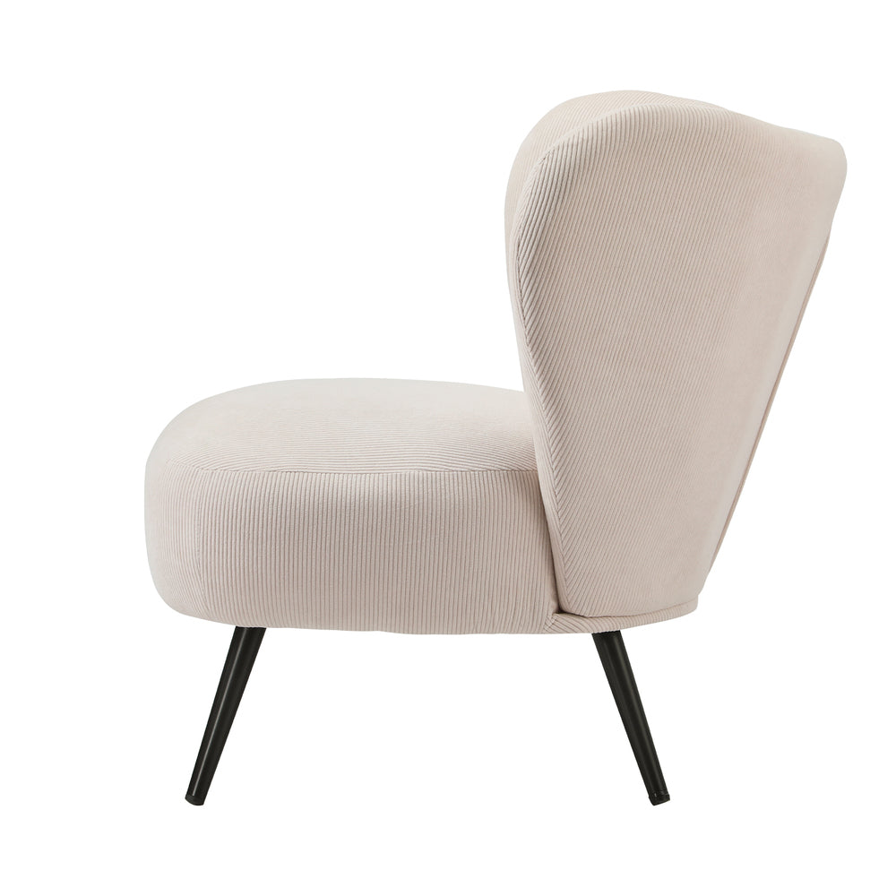 Oikiture Armchair with Lumbar Pillow Wingback Velvet Beige-Armchair-PEROZ Accessories