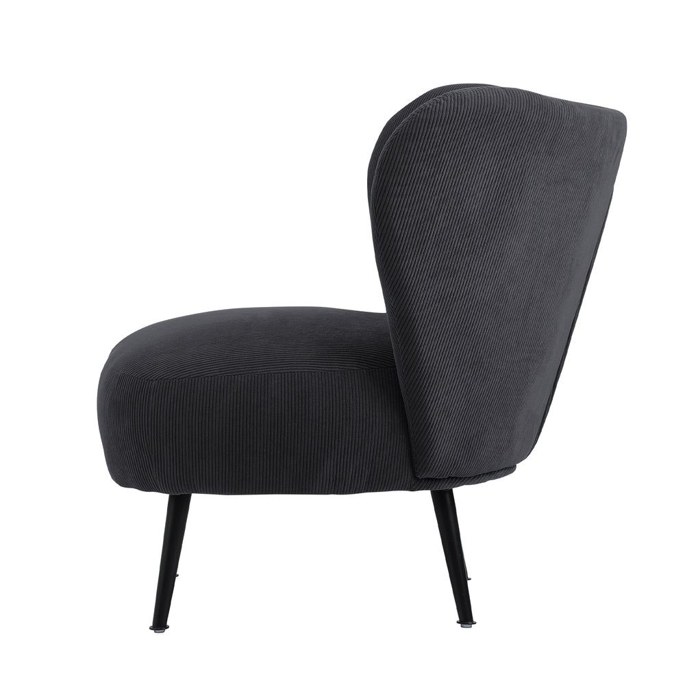 Oikiture 2x Armchair with Lumbar Pillow Wingback Velvet Charcoal-Armchair-PEROZ Accessories