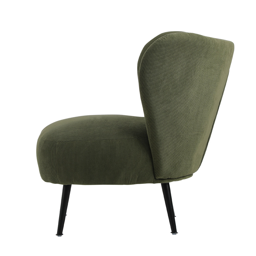 Oikiture Lounge Chair with Lumbar Pillow Wingback Velvet Green-Armchair-PEROZ Accessories