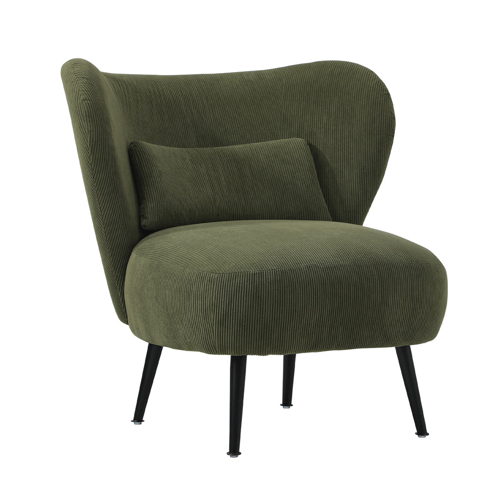 Oikiture 3x Armchair with Lumbar Pillow Wingback Velvet Green-Armchair-PEROZ Accessories