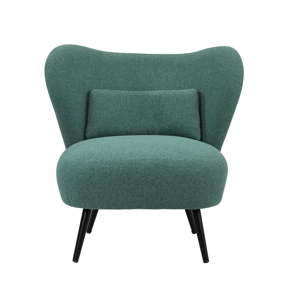 Oikiture Armchair with Lumbar Pillow Wingback Polyester linen Green-Armchair-PEROZ Accessories