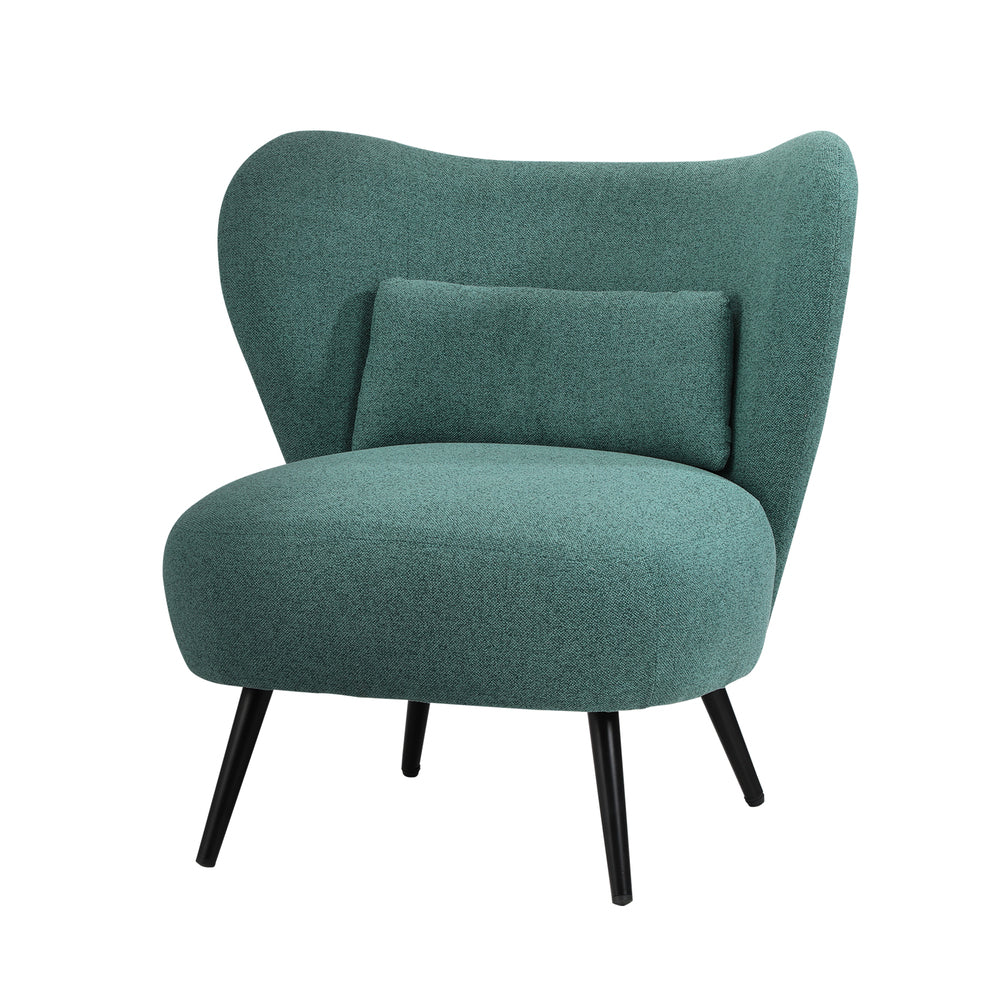 Oikiture Armchair with Lumbar Pillow Wingback Polyester linen Green-Armchair-PEROZ Accessories