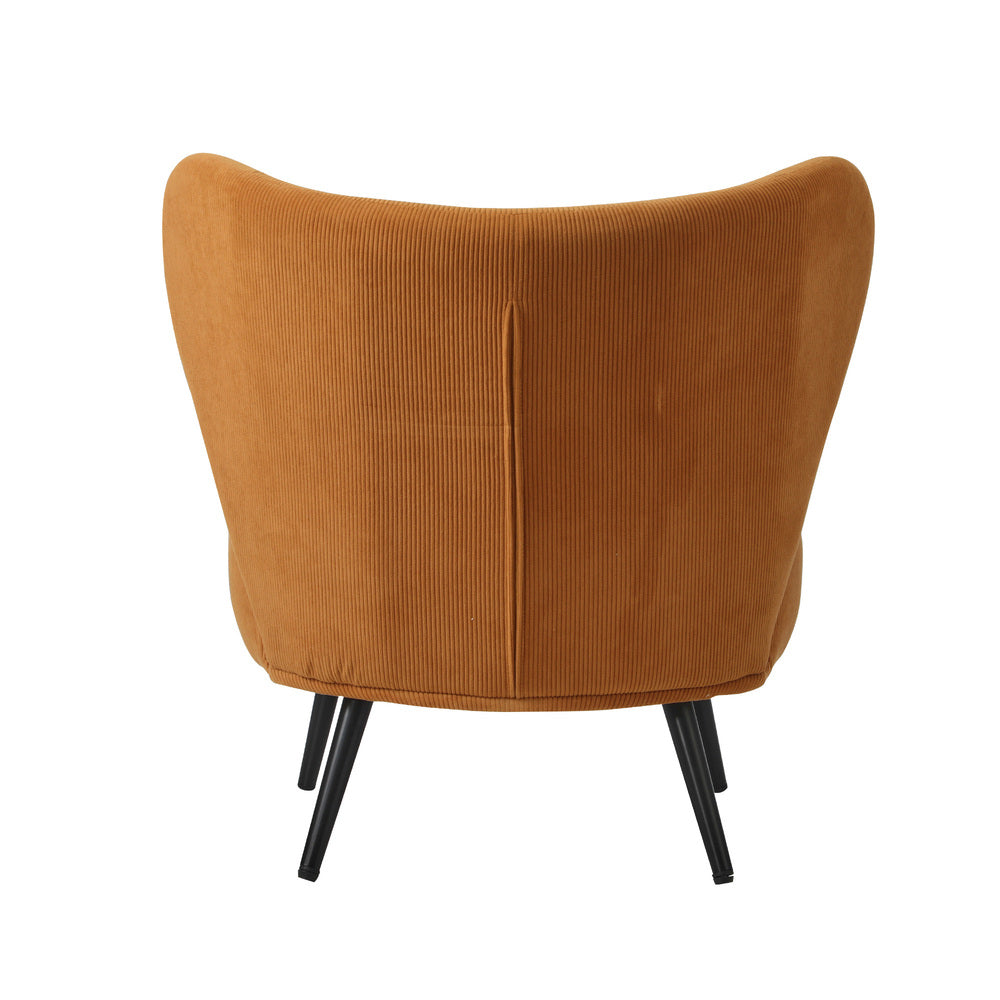 Oikiture Armchair with Lumbar Pillow Wingback Velvet Orange-Armchair-PEROZ Accessories