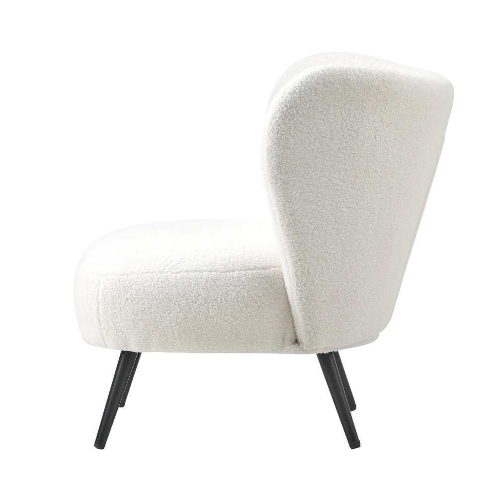 Oikiture Lounge Chair with Lumbar Pillow Wingback Boucle White-Armchair-PEROZ Accessories