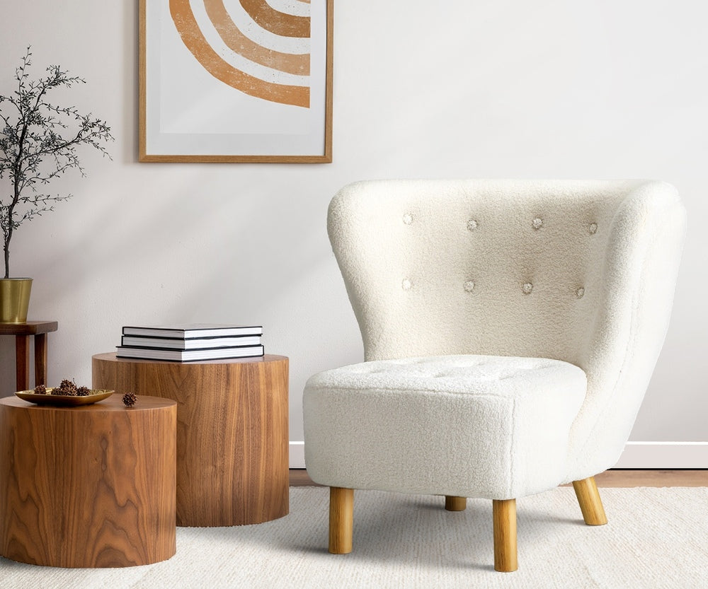Oikiture 4x Armchair Highback Lounge Couches Sofa Sherpa White-Armchair-PEROZ Accessories