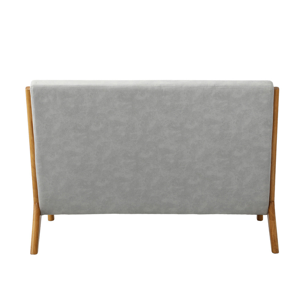 Oikiture Armchair Lounge Chair 2 Seater Accent Couch Sofa Fabric Grey Pillows-Chair & Sofa Cushions-PEROZ Accessories