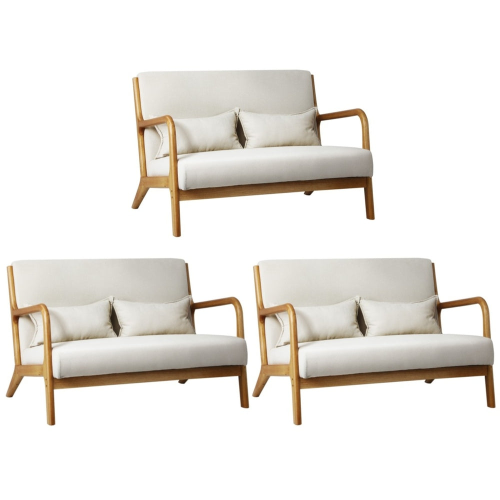Oikiture 3X Armchair Lounge Chair Wood Light Beige-Armchair-PEROZ Accessories