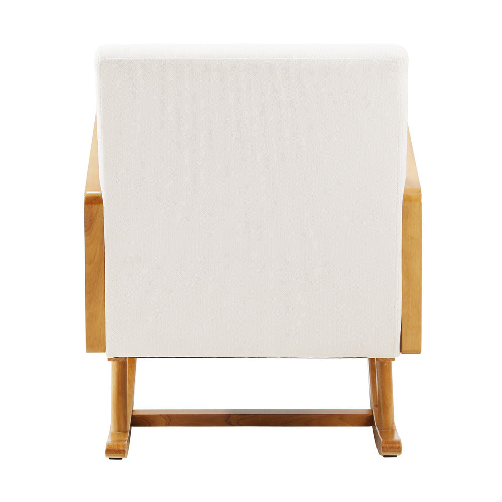 Oikiture 4x Rocking Chair Nursing Armchair Linen PE Rattan Beige-Armchair-PEROZ Accessories