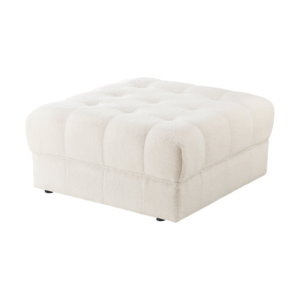 Oikiture 1 Seater Boucle Modular Ottoman Lounge Chair Armless White-Armchair-PEROZ Accessories