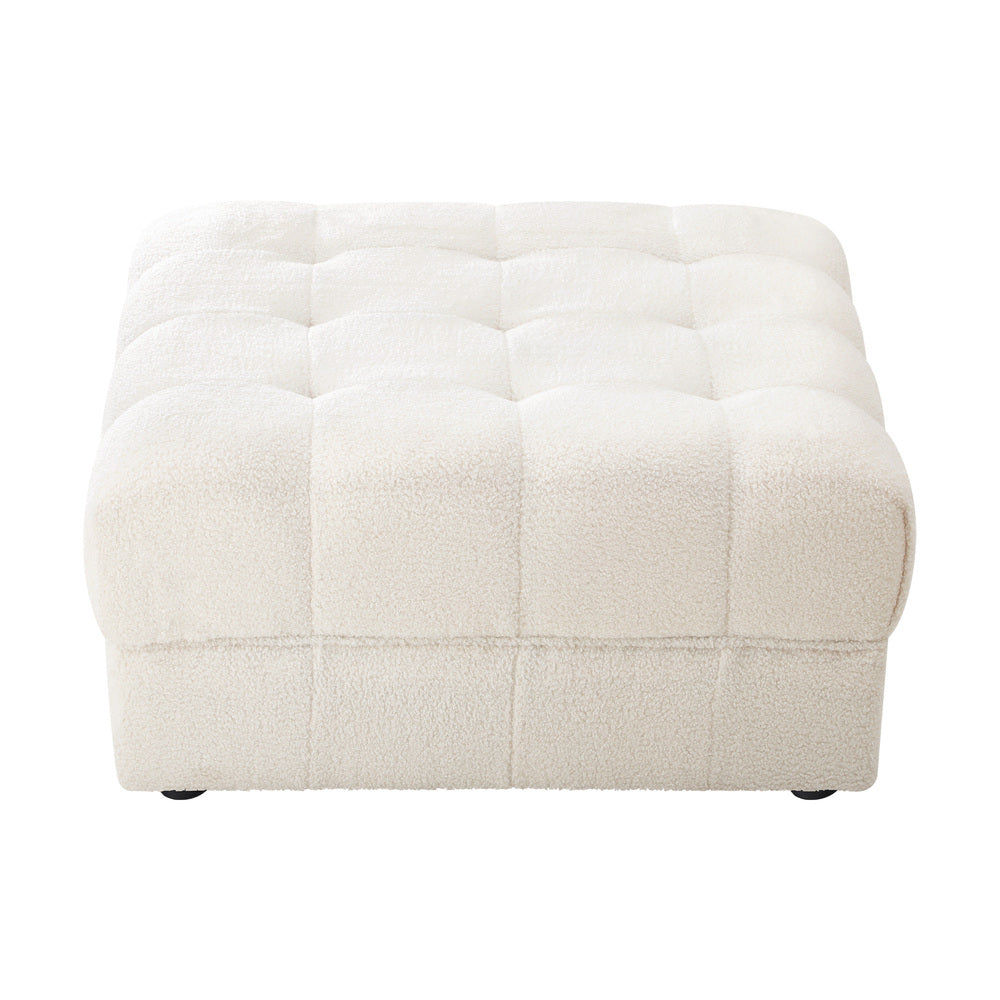 Oikiture 1 Seater Boucle Modular Ottoman Lounge Chair Armless White-Armchair-PEROZ Accessories