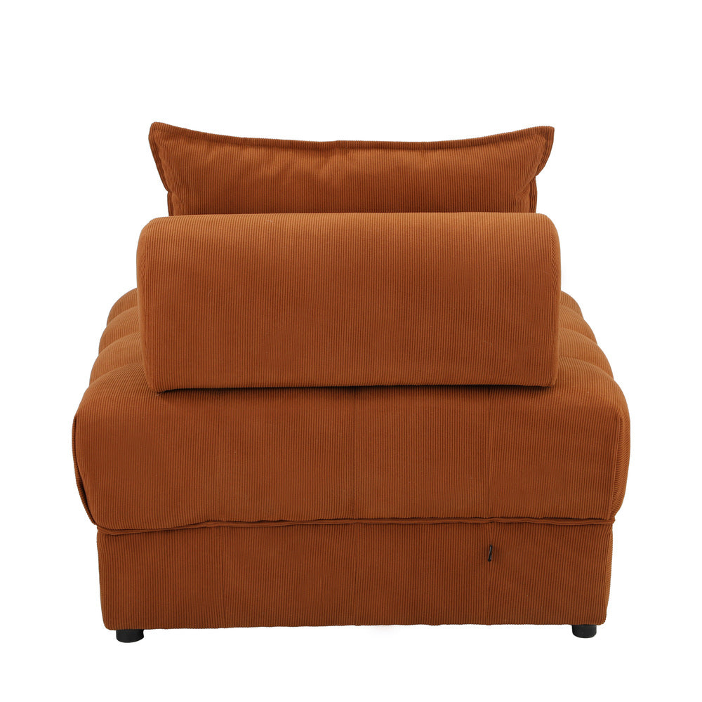 Oikiture 1 Seater Velvet Modular Sofa Lounge Chair with Backrest Brown-Armchair-PEROZ Accessories