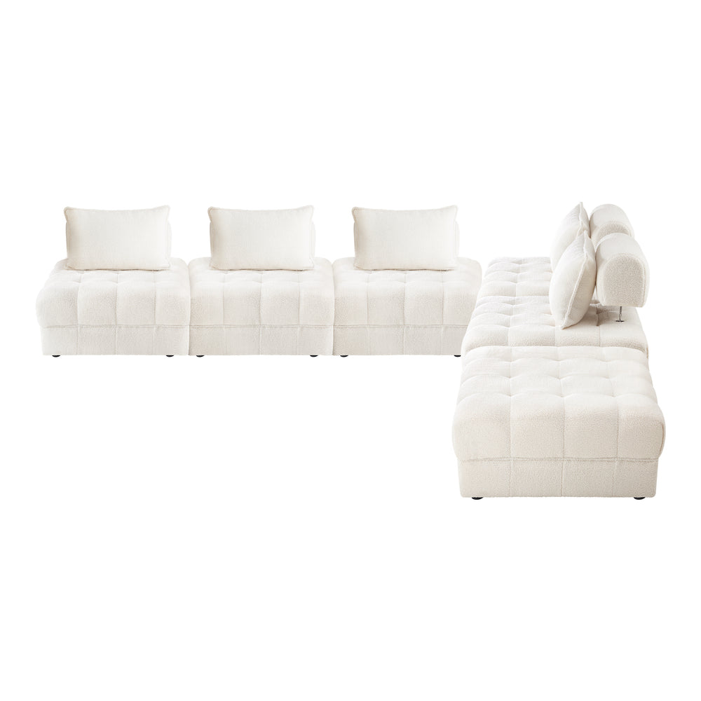 Oikiture 6 Seater Boucle Modular Sofa & Ottoman Set Armless White-Armchair-PEROZ Accessories