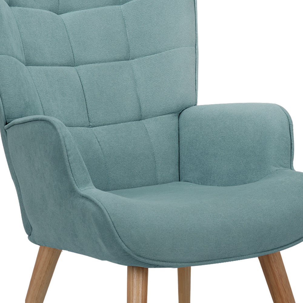Oikiture 3x Armchair Lounge Chair Ottoman Fabric Sofa Blue-Armchair-PEROZ Accessories