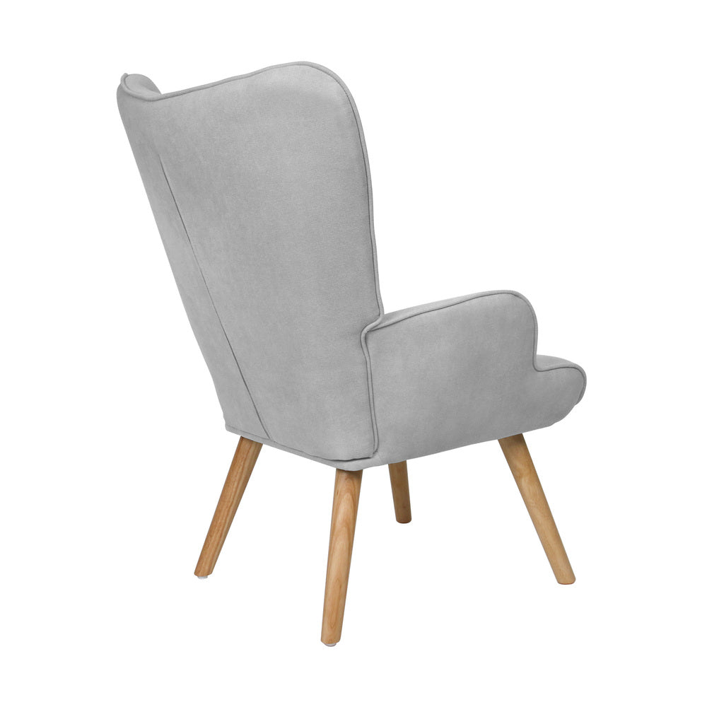 Oikiture 2x Armchair Lounge Chair Ottoman Fabric Sofa Grey-Armchair-PEROZ Accessories