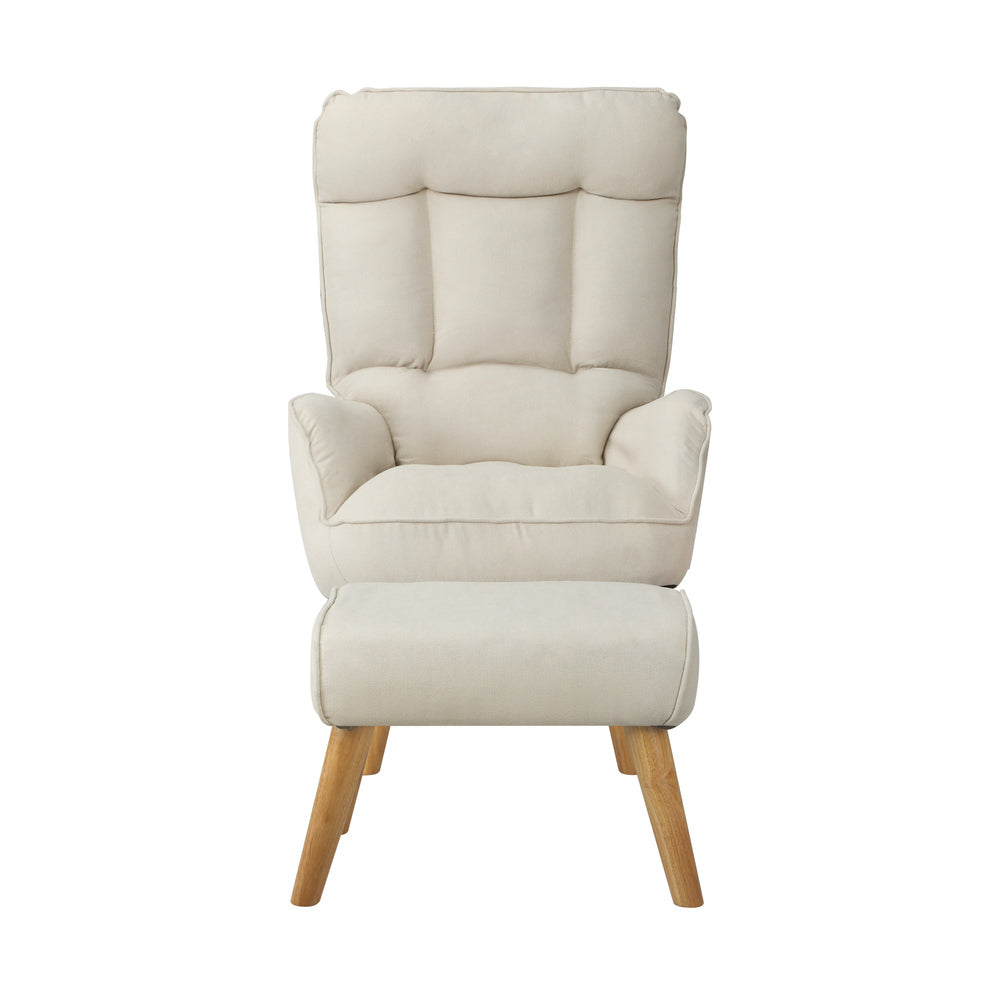 Oikiture 3x 360 Swivel Recliner Armchair Lounge with Stool Beige-Armchair-PEROZ Accessories