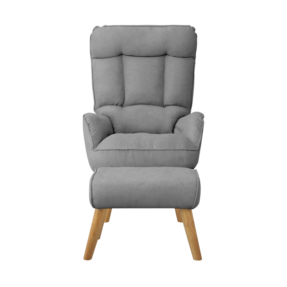 Oikiture 2x 360 Swivel Recliner Armchair Lounge with Stool Grey-Armchair-PEROZ Accessories