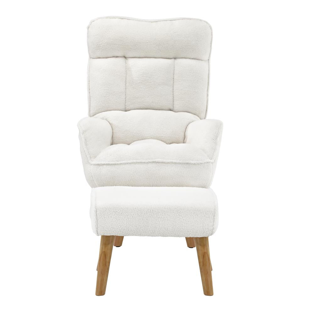 Oikiture Armchair with Ottoman Swivel Lounge Sherpa Recliner Chair Home Furniture-Armchairs-PEROZ Accessories