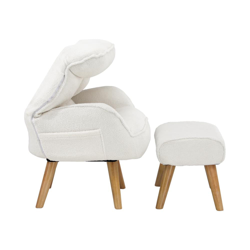 Oikiture Armchair with Ottoman Swivel Lounge Sherpa Recliner Chair Home Furniture-Armchairs-PEROZ Accessories