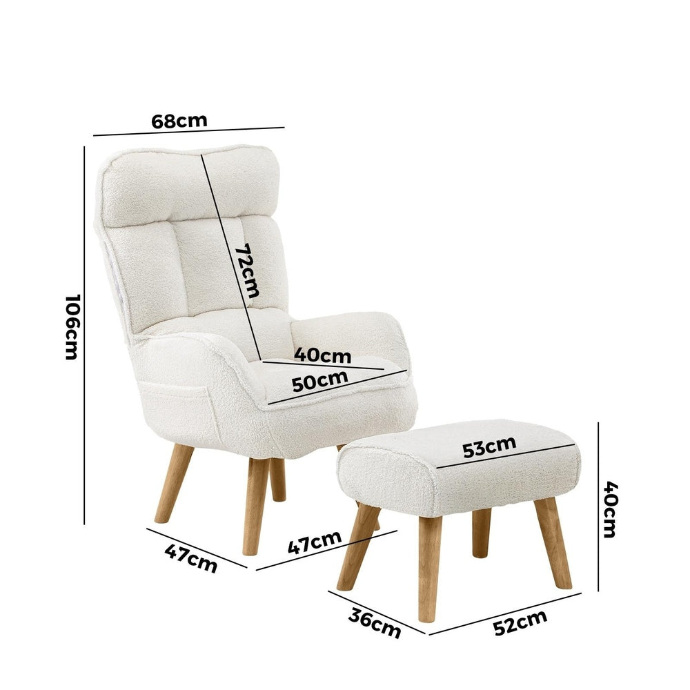 Oikiture 4X 360 Swivel Recliner Armchair Lounge with Stool Sherpa-Armchair-PEROZ Accessories