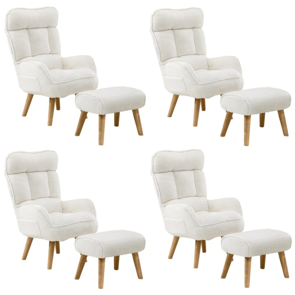 Oikiture 4X 360 Swivel Recliner Armchair Lounge with Stool Sherpa-Armchair-PEROZ Accessories