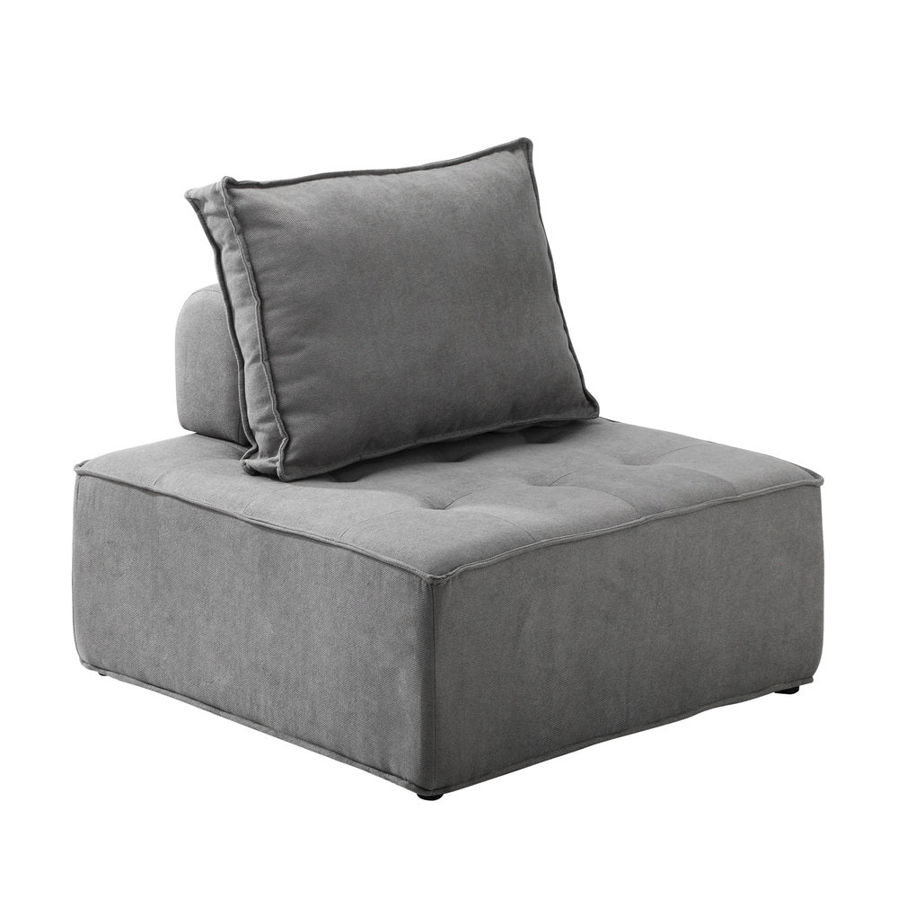 Oikiture Armless Sofa with Adjustable Back Modular Lounge Chair Grey 1PC-Armchair-PEROZ Accessories