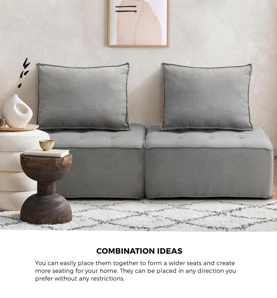 Oikiture Armless Sofa with Adjustable Back Modular Lounge Chair Grey 1PC-Armchair-PEROZ Accessories