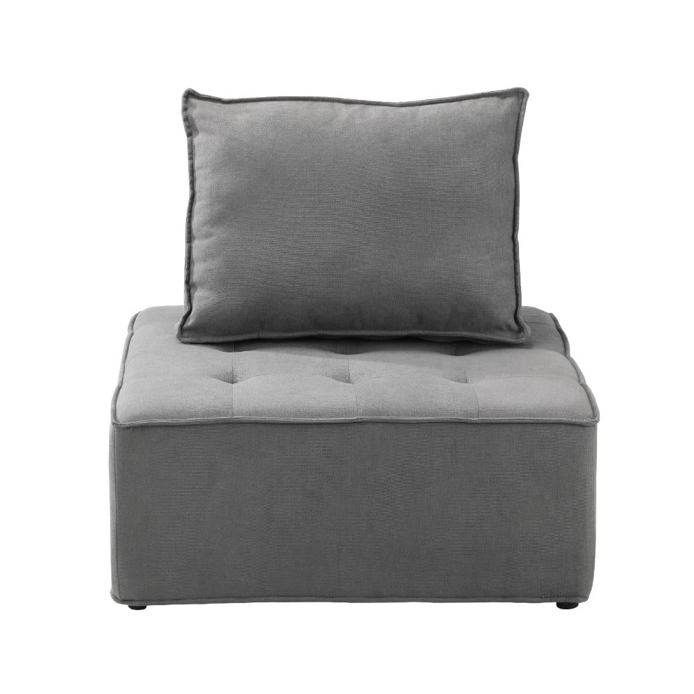 Oikiture 3PCS Modular Sofa Lounge Chair Armless Adjustable Back Linen Grey-Armchairs-PEROZ Accessories