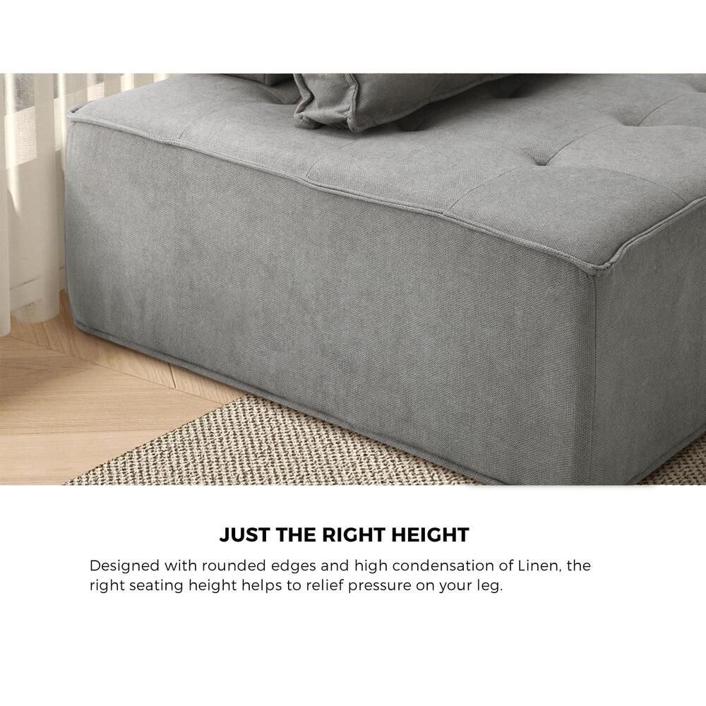Oikiture 3PCS Modular Sofa Lounge Chair Armless Adjustable Back Linen Grey-Armchairs-PEROZ Accessories