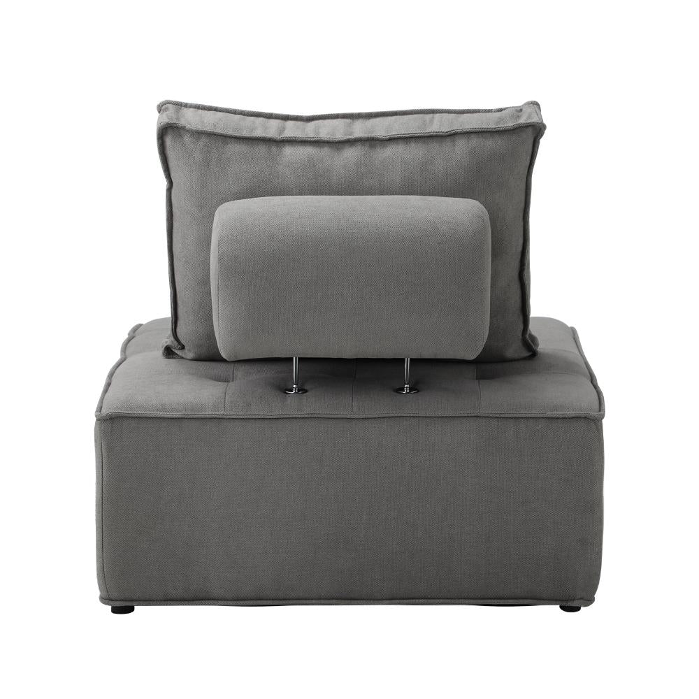 Oikiture 4PCS Modular Sofa Lounge Chair Armless Adjustable Back Linen Grey-Armchairs-PEROZ Accessories