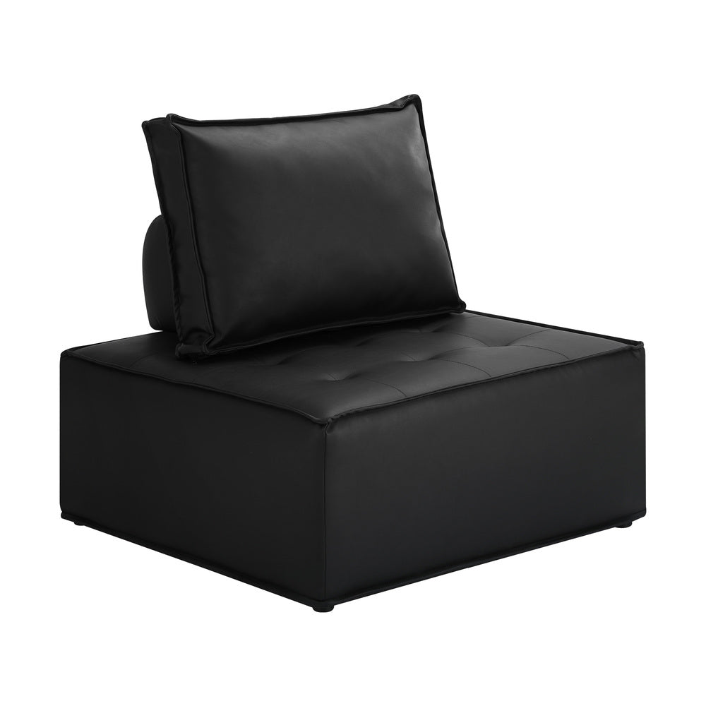 Oikiture Pu Leather Sofa Couch Louge Chair Home Furniture Black-Armchairs-PEROZ Accessories
