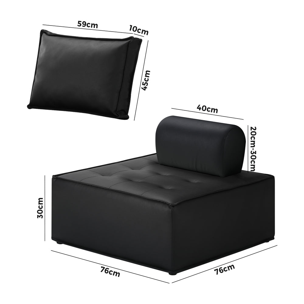 Oikiture Pu Leather Sofa Couch Louge Chair Home Furniture Black-Armchairs-PEROZ Accessories