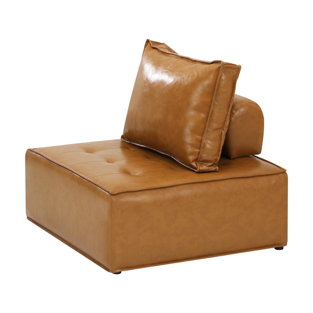 Oikiture Pu Leather Sofa Couch Brown-Armchairs-PEROZ Accessories