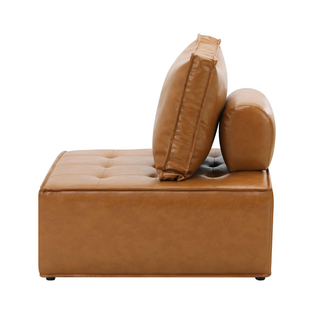 Oikiture Pu Leather Sofa Couch Brown-Armchairs-PEROZ Accessories