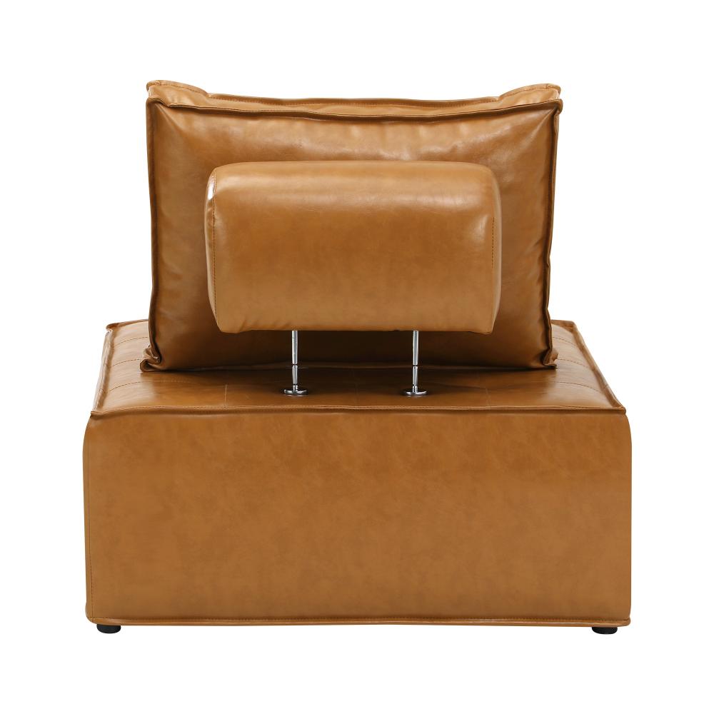Oikiture Pu Leather Sofa Couch Brown-Armchairs-PEROZ Accessories