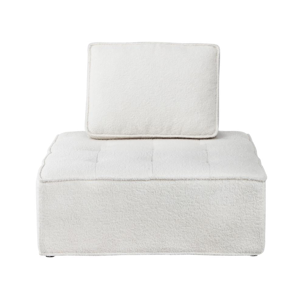 Oikiture 1PC Modular Sofa Lounge Chair Armless Adjustable Back Sherpa White-Armchairs-PEROZ Accessories