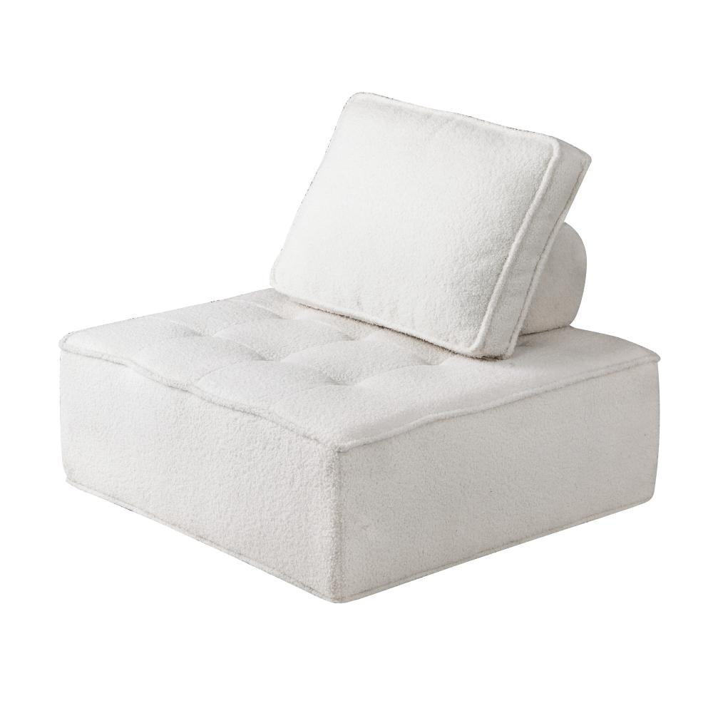 Oikiture 1PC Modular Sofa Lounge Chair Armless Adjustable Back Sherpa White-Armchairs-PEROZ Accessories