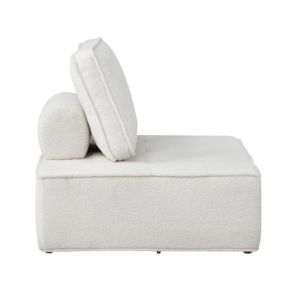 Oikiture 1PC Modular Sofa Lounge Chair Armless Adjustable Back Sherpa White-Armchairs-PEROZ Accessories
